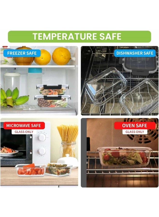 3‑Piece Glass Meal Prep Container Set – 35 oz 1/2/3‑Compartment Lunch Boxes with Airtight Lids | Oven, Freezer & Microwave Safe, Leak‑Proof Portion Control - Image 5